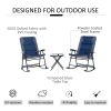 Outsunny 3 Piece Outdoor Patio Furniture Set with Glass Coffee Table & 2 Folding Padded Rocking Chairs, Bistro Style for Porch, Camping, Balcony