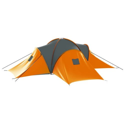 Camping Tent 9 Persons Fabric Gray and Orange Camping Tent 9 Persons Fabric Gray and Orange