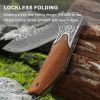 Damascus Pocket Knife for Men, 7" Handmade Forged VG10 Damascus Steel Folding Knife with Wood Handle,   Knives for Mens Gift