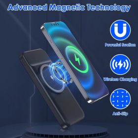 10000mAh 22.5W Magnetic Wireless Power Bank PD Fast Charging Portable Charger with Built-in Type-C Cables 15W Wireless Charging