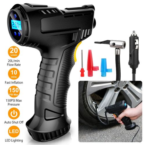 Portable Car Tire Inflator DC 12V Digital Car Air Pump Compressor Electric Air Pump with LED Light 150PSI Portable Car Tire Inflator DC 12V Digital Car Air Pump Compressor Electric Air Pump with LED Light 150PSI