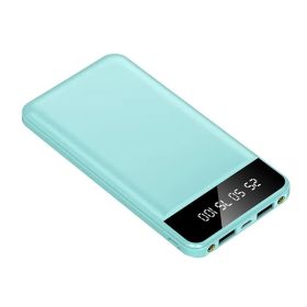 10000mAh Power Bank Portable Ultra Slim Charger External Battery Pack with 2 USB Output Ports Charging Cable LED Flashlight Compatible with IOSPhone 1 (Color: Blue)
