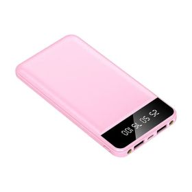 10000mAh Power Bank Portable Ultra Slim Charger External Battery Pack with 2 USB Output Ports Charging Cable LED Flashlight Compatible with IOSPhone 1 (Color: Pink)