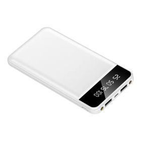 10000mAh Power Bank Portable Ultra Slim Charger External Battery Pack with 2 USB Output Ports Charging Cable LED Flashlight Compatible with IOSPhone 1 (Color: White)