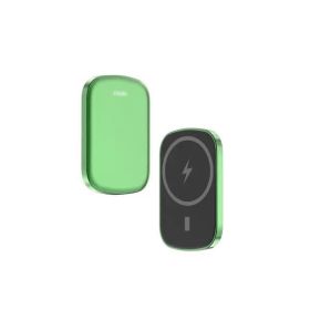 Chargomate Magnetic Portable Wireless Charger And Power Bank For Apple And Android (Color: METALLIC GREEN)
