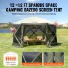 VEVOR Pop Up Gazebo Tent, Pop-Up Screen Tent 6 Sided Canopy Sun Shelter with 6 Removable Privacy Wind Cloths & Mesh Windows