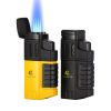GALINER Metal Cigar Lighter Gas Butane Portable Windproof 4 Jet Torch Lighters Pocket Smoking Cigar Burner Isqueiro