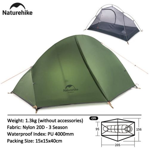 Naturehike Camping Tent 1 Person Ultralight Waterproof Cycling Tent 3 Season Outdoor Travel Fishing Tent Hiking Backpacking Tent