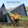 Outsunny 15.4'x15.4'x8.5' Teepee Tent, Waterproof Camping Tent with Porch Area, Floor and Carry Bag, for 2-3 Person Outdoor Backpacking Camping Hiking
