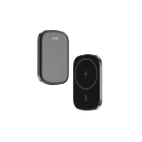 Chargomate Magnetic Portable Wireless Charger And Power Bank For Apple And Android (Color: METALLIC BLACK)