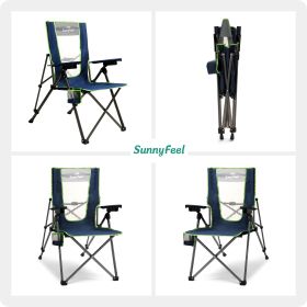 SUNNYFEEL  Outdoor Reclining Camping Chairs Adjustable 3 Position Foldable Heavy Duty Adults 300 LBS Capacity For Adults Lounge With Cup Holder (Color: Navy Blue)