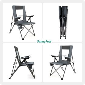 SUNNYFEEL  Outdoor Reclining Camping Chairs Adjustable 3 Position Foldable Heavy Duty Adults 300 LBS Capacity For Adults Lounge With Cup Holder (Color: Grey)
