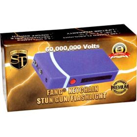 Fang Keychain Stun Gun and Flashlight with Battery Meter (Options: Purple)